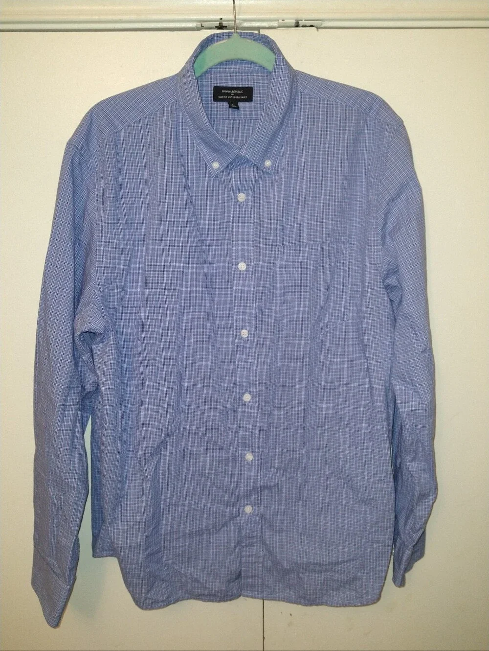Banana Republic Slim Fit Untucked Long Sleeve Button Down Shirt Men's sz Large.